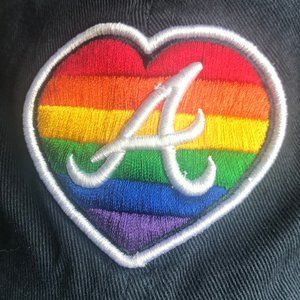 Embroidered Rainbow Heart Atlanta Braves Hat